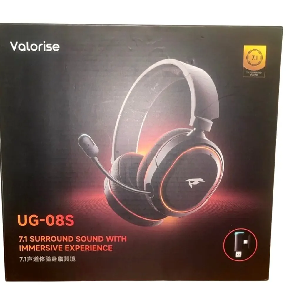 Valorise UG‑08S Wireless Gaming Headset 7.1 Surround Sound 100H Battery ENC Mic